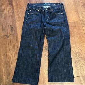 7 for all mankind crop dojo dark wash blue jeans women 25 waist
